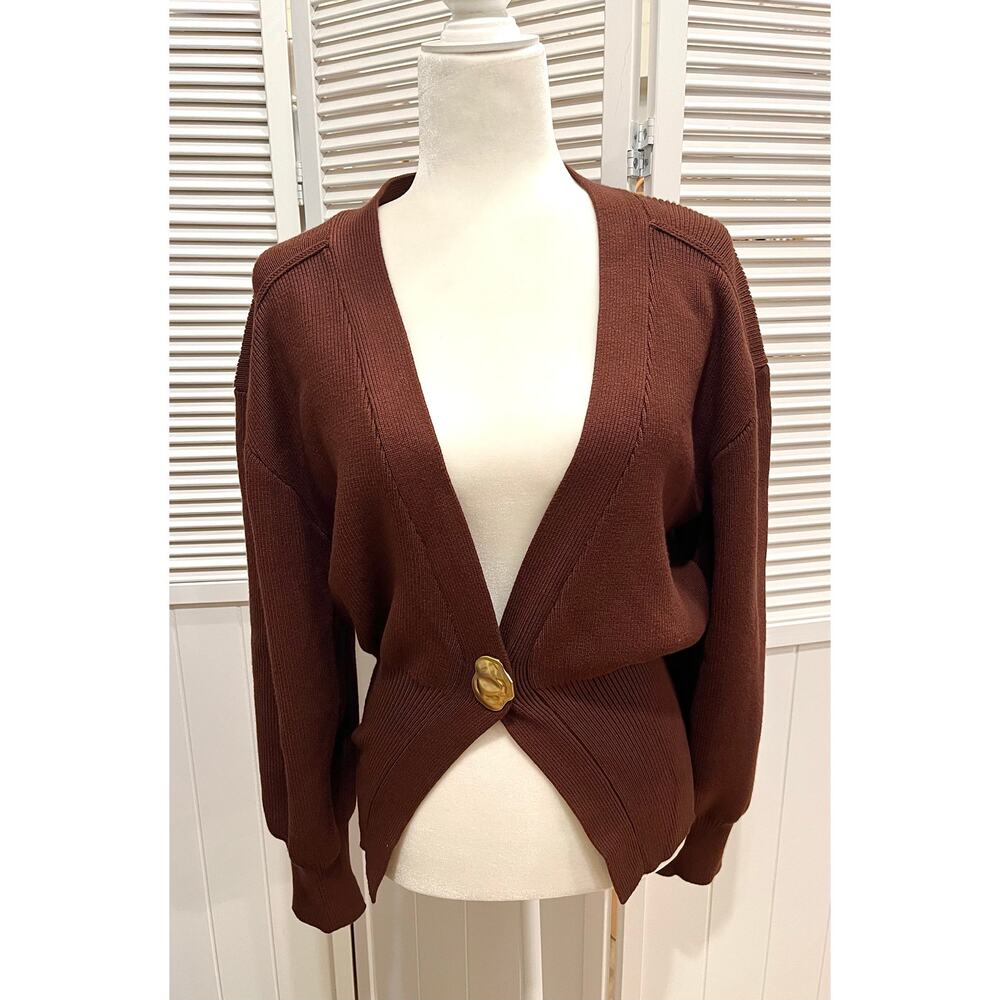 Urban Revivo Brown Gold Button Cardigan